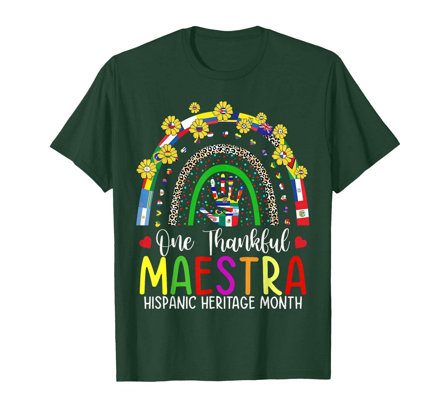One Thankful Maestra Teacher Rainbow Hispanic Heritage Month T-Shirt