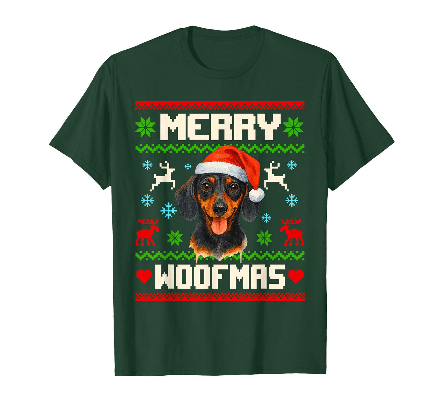 Dachshund Dog Christmas Ugly Sweater Pet Dog Lover Xmas T-Shirt