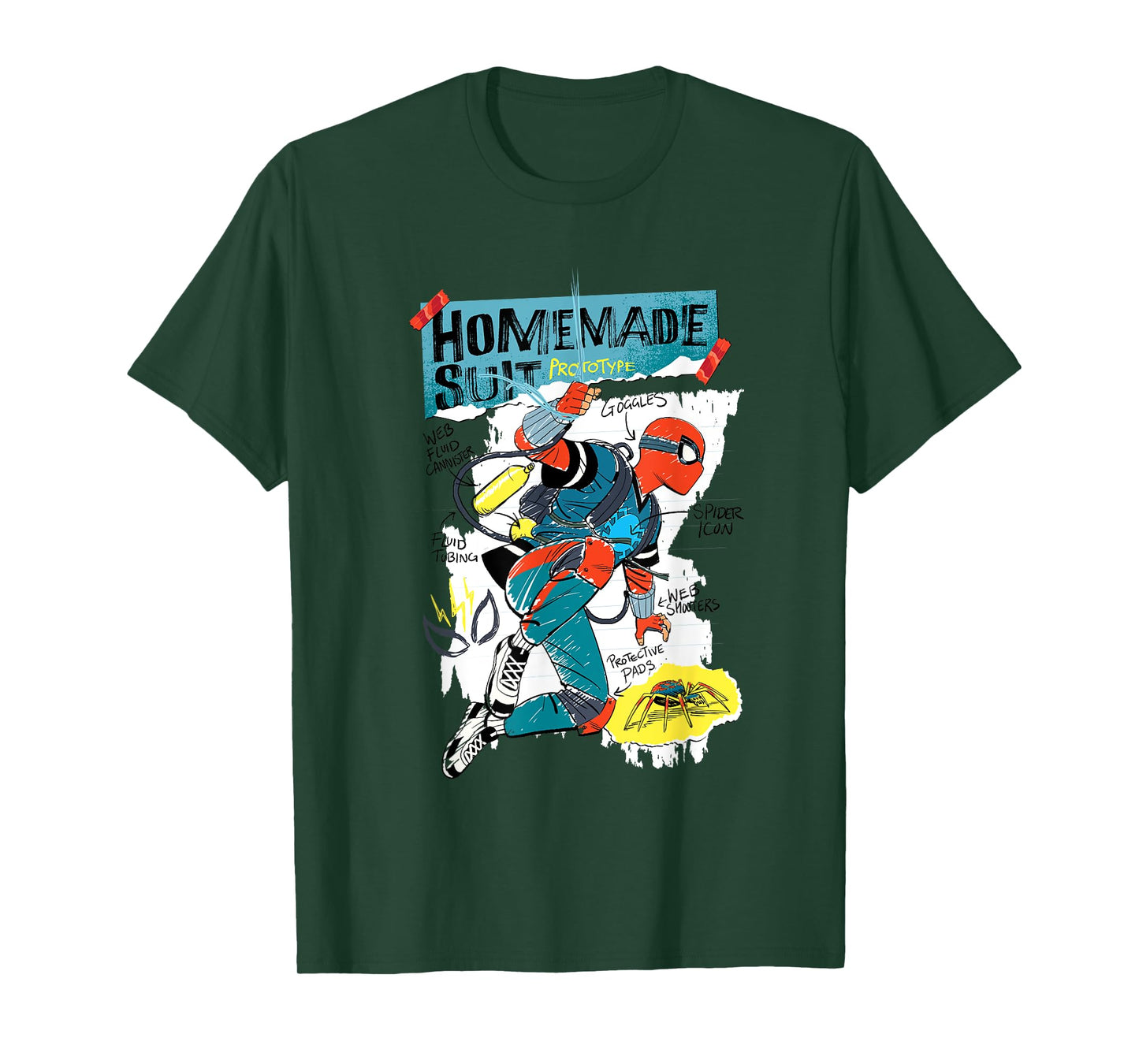 Marvel Your Friendly Neighborhood Spider-Man Suit Sketch T-Shirt