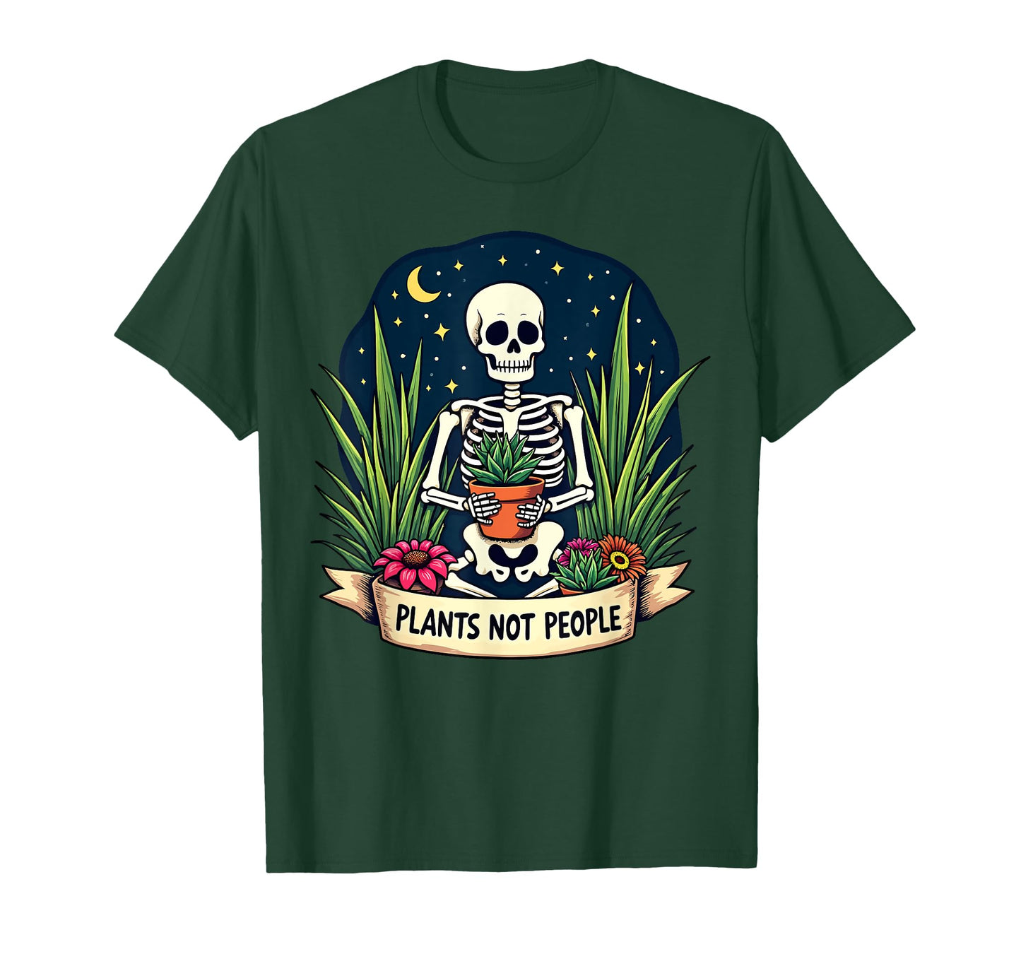 Plants Not People Plant Lover Skeleton Gardening Aesthetic T-Shirt