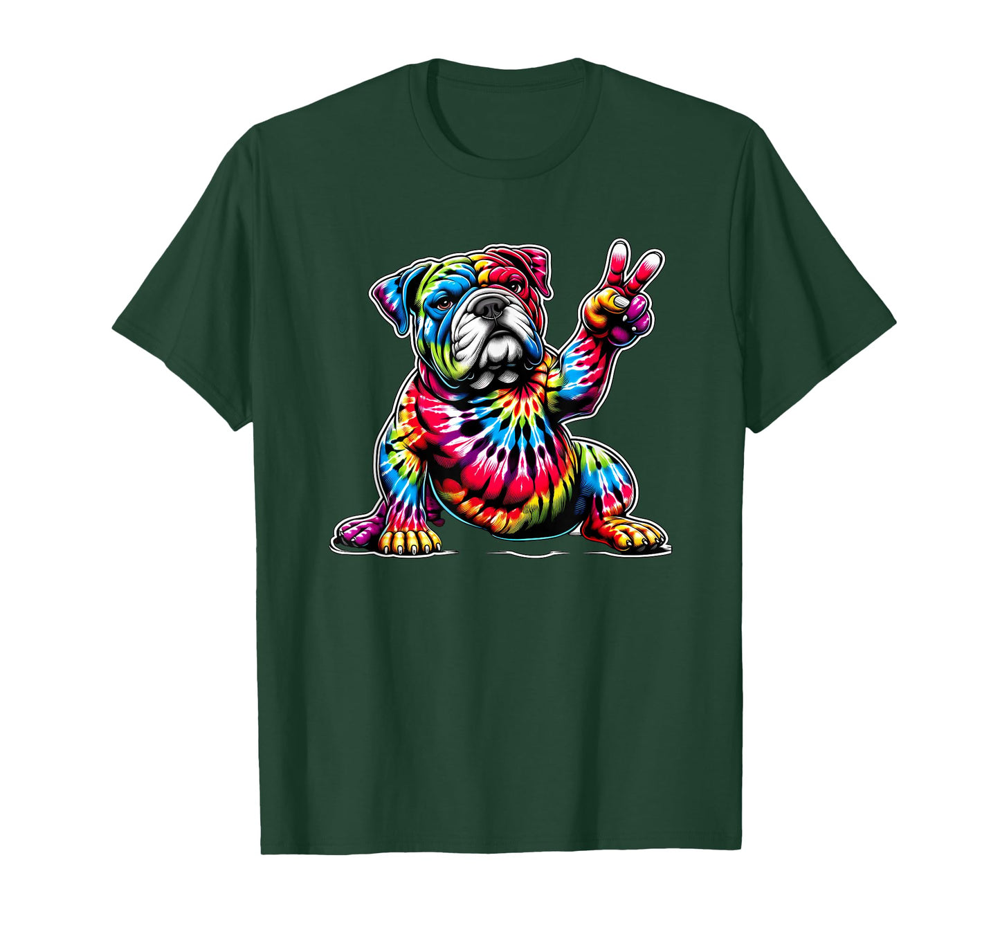 Peace Sign Tie Dye American Bulldog T-Shirt
