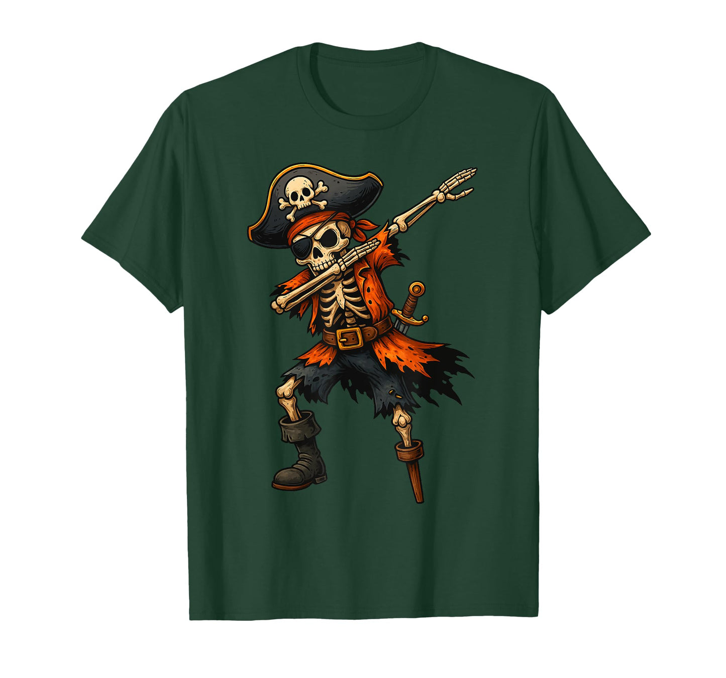 Dabbing Skeleton Pirate Halloween Costume For Kids Boys T-Shirt