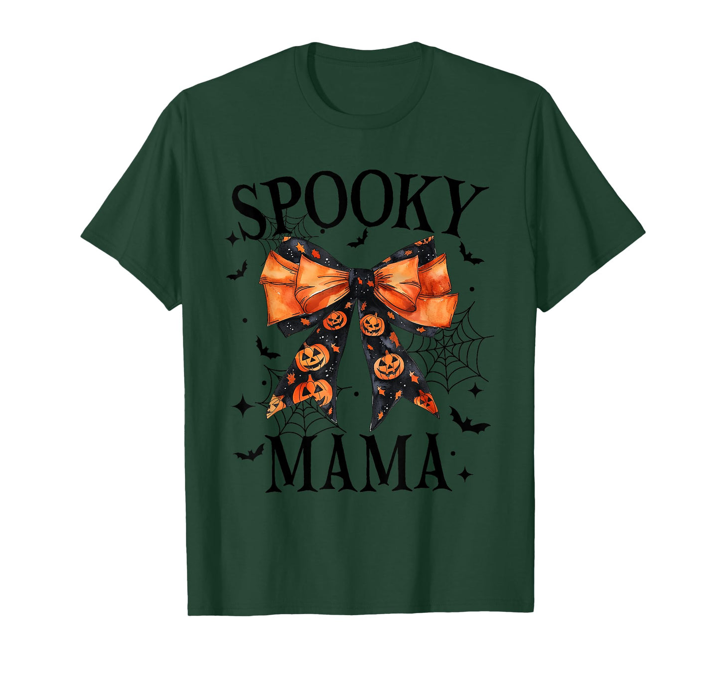 Spooky Mama Coquette Bow Pumpkin Funny Halloween T-Shirt