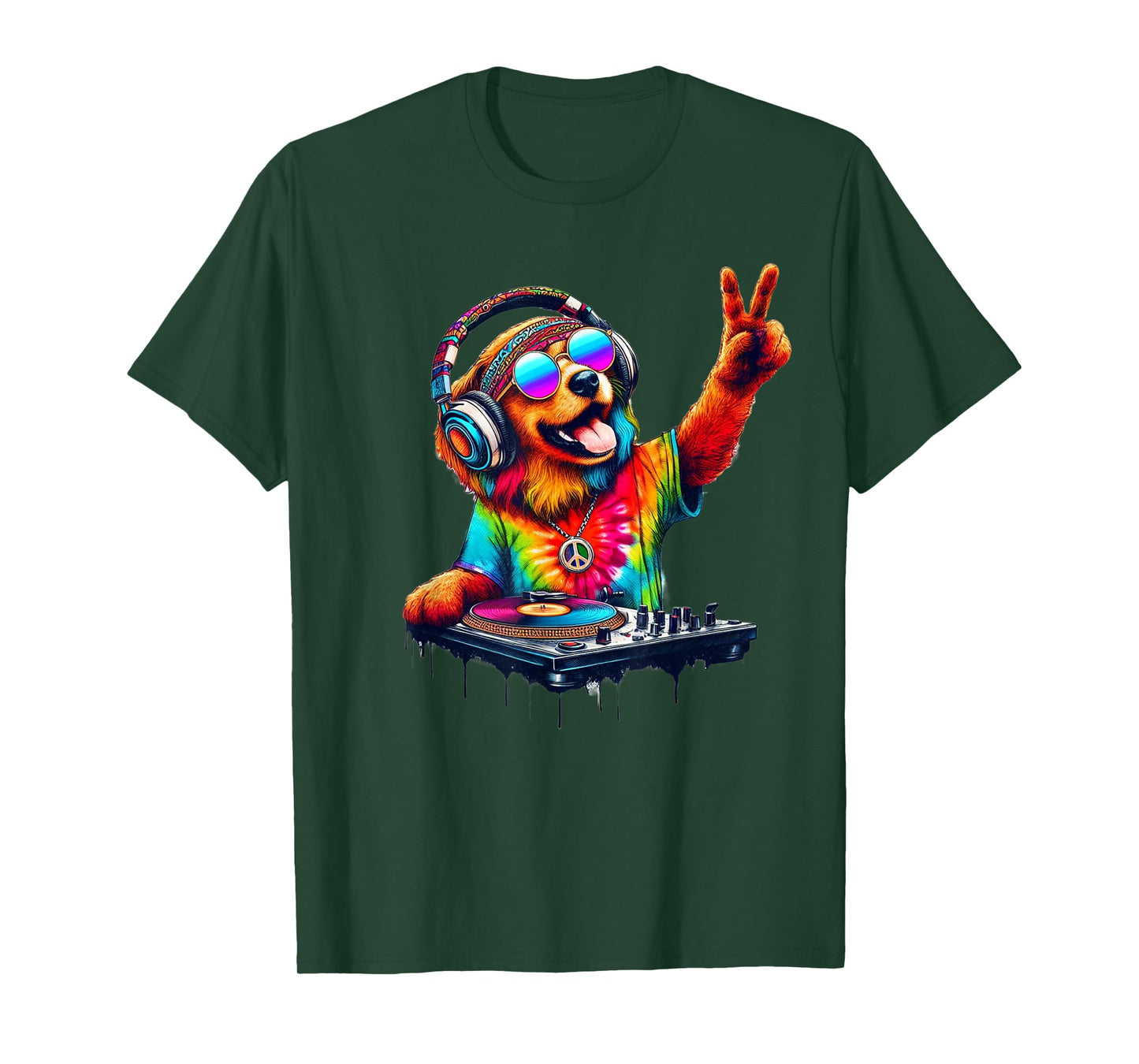 Colourful Dog DJ Men Women Kids T-Shirt