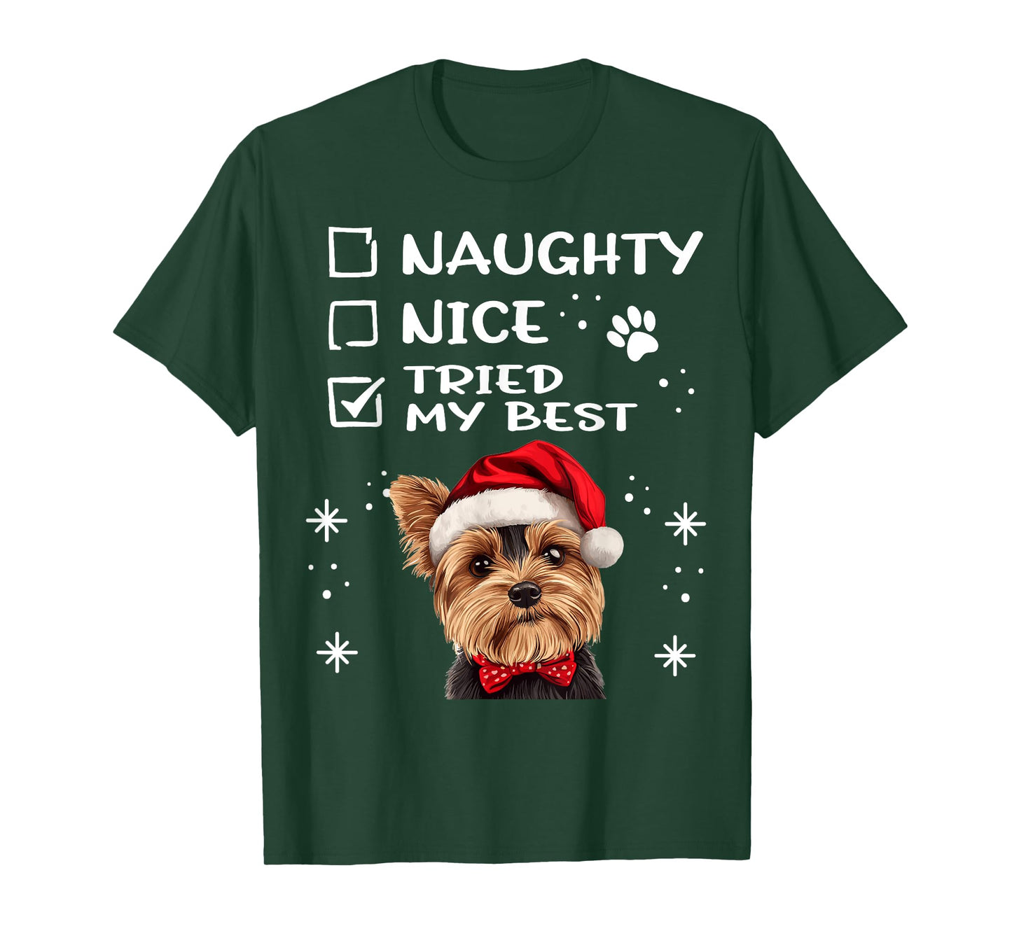 Cute Yorkshire Terrier Yorkie dog Dog Christmas Naughty Nice T-Shirt