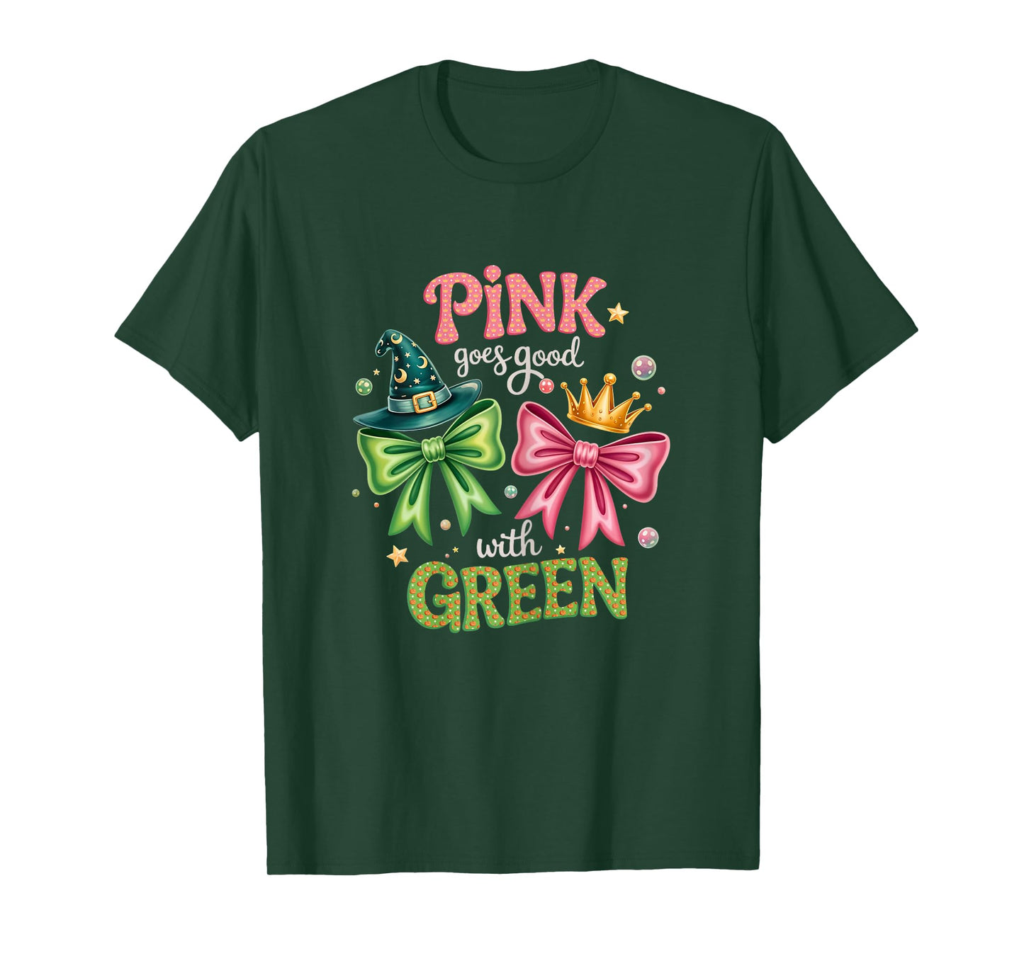Girly Witchy Vibes: Kawaii pink goes good with green T-Shirt