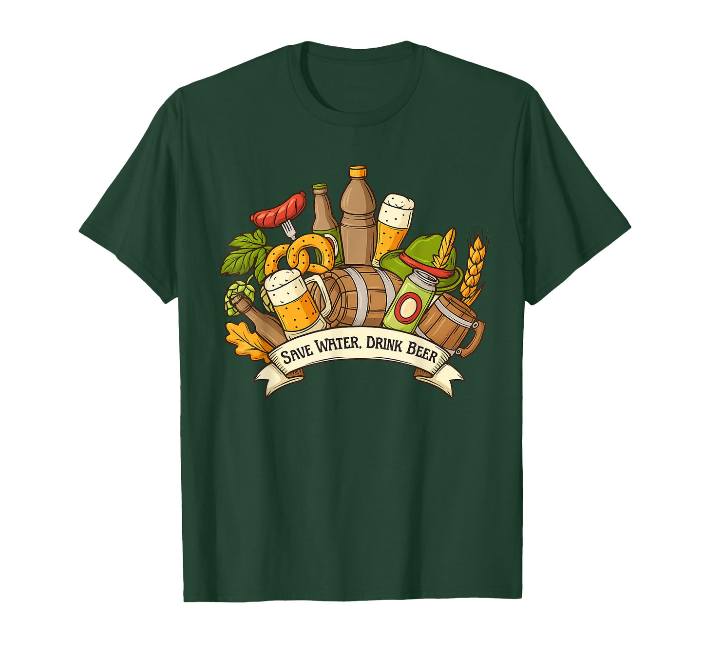 Funny Save Water Drink Beer German Octoberfest Graphic T-Shirt