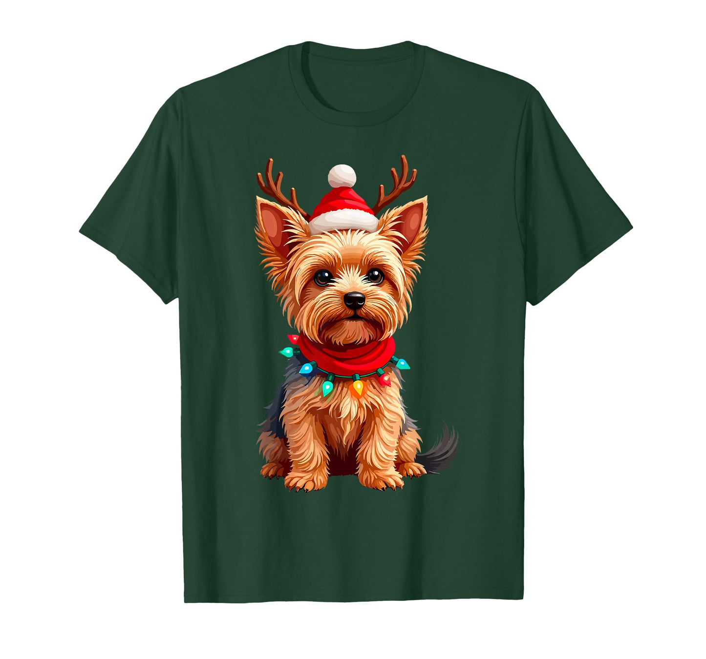 Yorkshire Terrier Santa Reindeer Christmas Yorkie Dog Lover T-Shirt for Men Women Kids