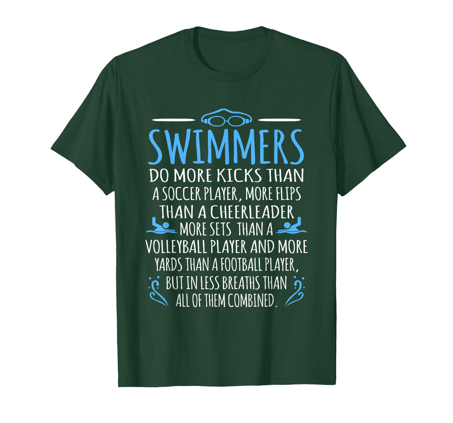 Swimmers Facts Funny Swimming Swim Coach Men Women Graphic T-Shirt Small