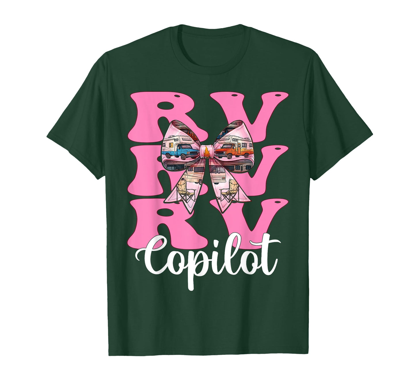 RV Copilot RV Camping Camper Motorhome Girl Mom Coquette Bow T-Shirt