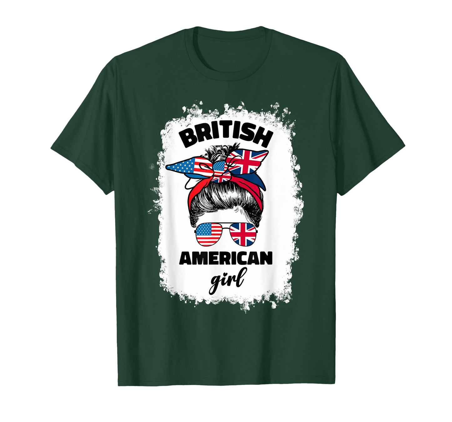 Half American British America Great Britain UK USA Flag Girl T-Shirt