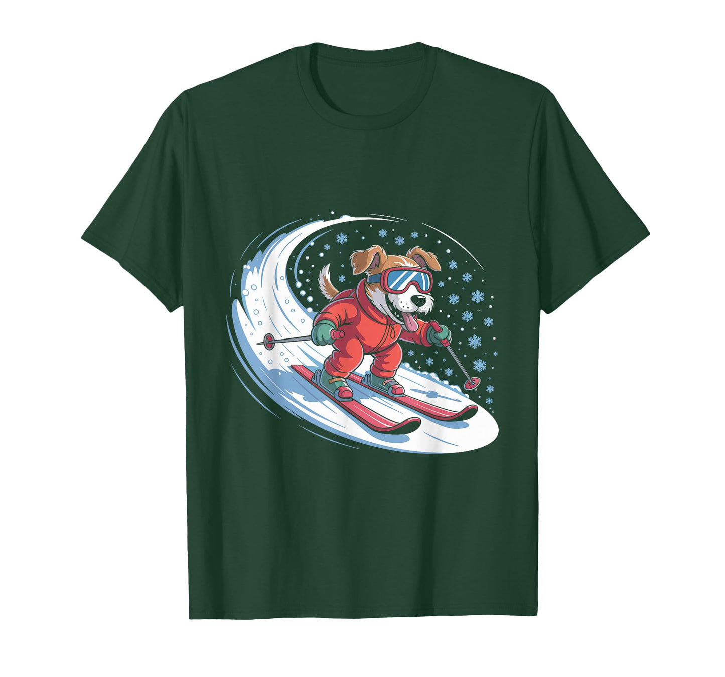 Snow Dog Skiing Puppy Cute Winter Sports Funny Ski Meme Dog T-Shirt