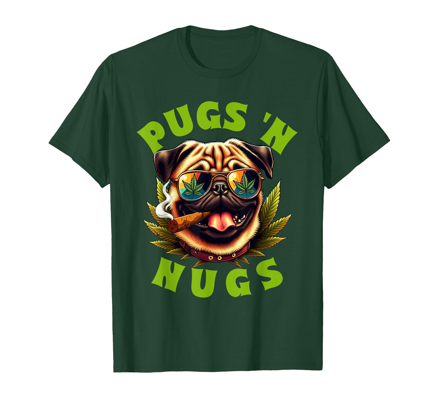 Cannabis Weed Lover Pug Mom Pug Owner 420 Pugs 'n Nugs T-Shirt