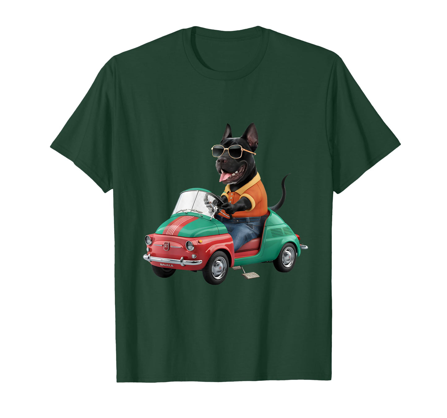 Cool Cane Corso in Fiat 500 - Funny Dog Lover Men Women T-Shirt