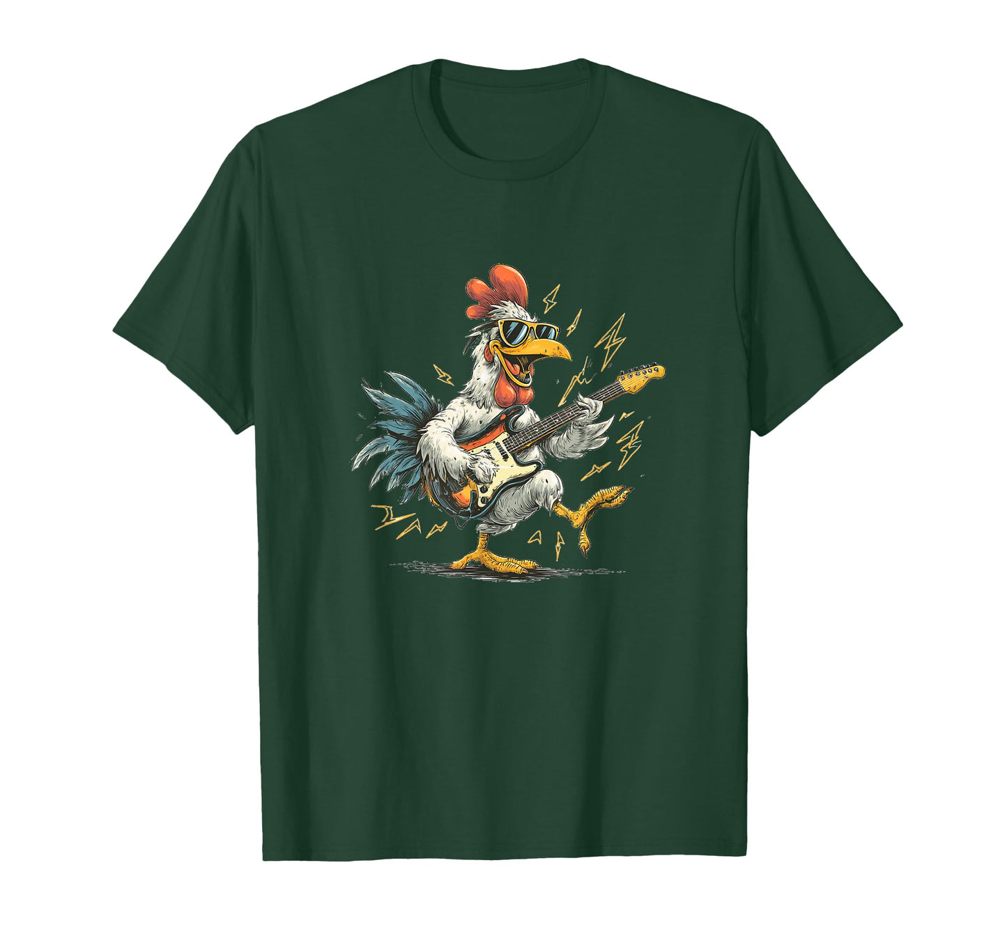 Funny Cartoon Chicken Guitar Costume T-Shirt