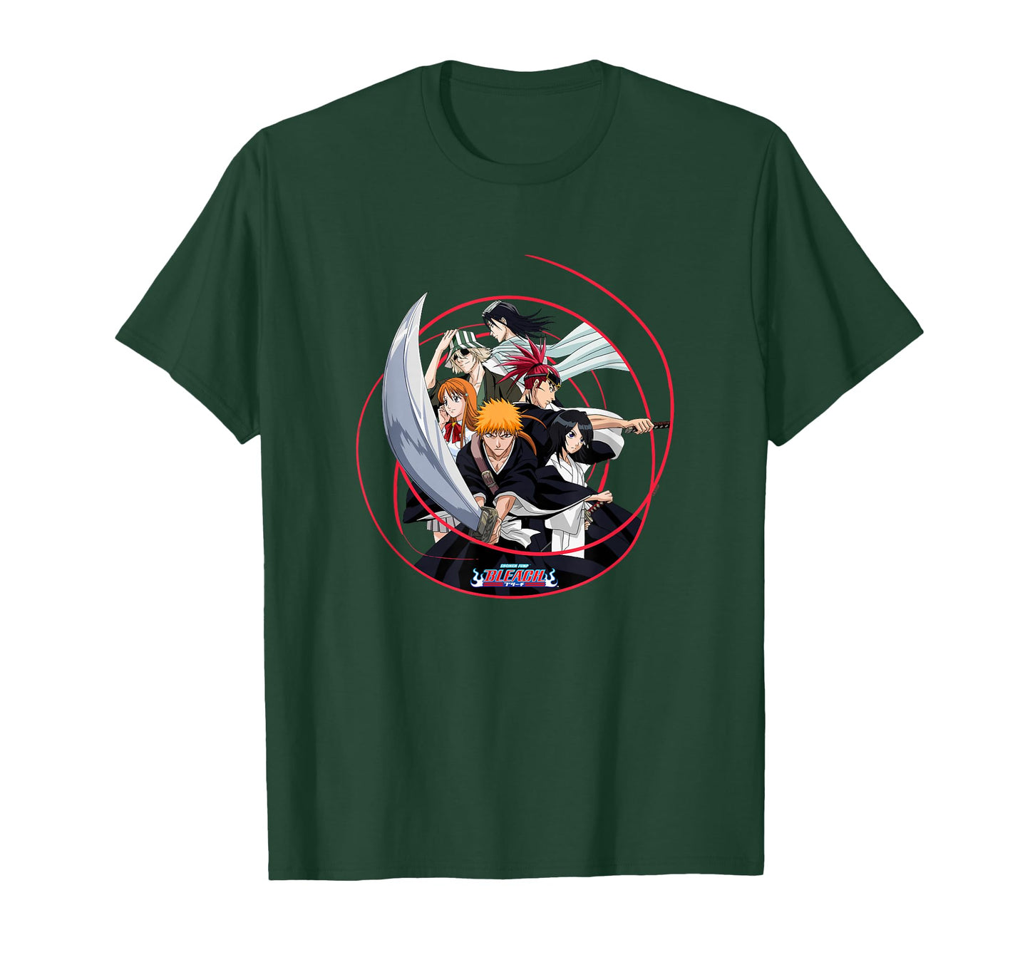Bleach Ichigo and Cast with Sword and Swirl Anime T-Shirt