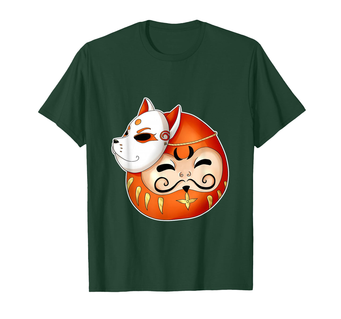 Daruma Fox Mask Bodhidharma Kawaii Anime Japanese Manga T-Shirt