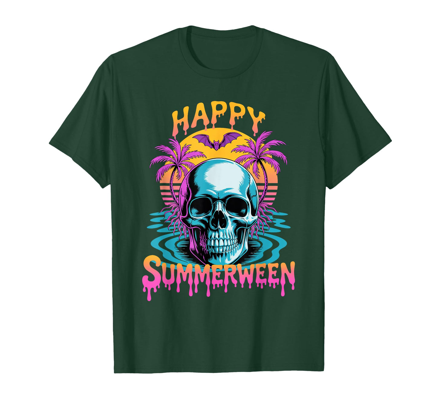 Summer Watermelon Jack-o-lantern Happy Summerween Skeleton T-Shirt