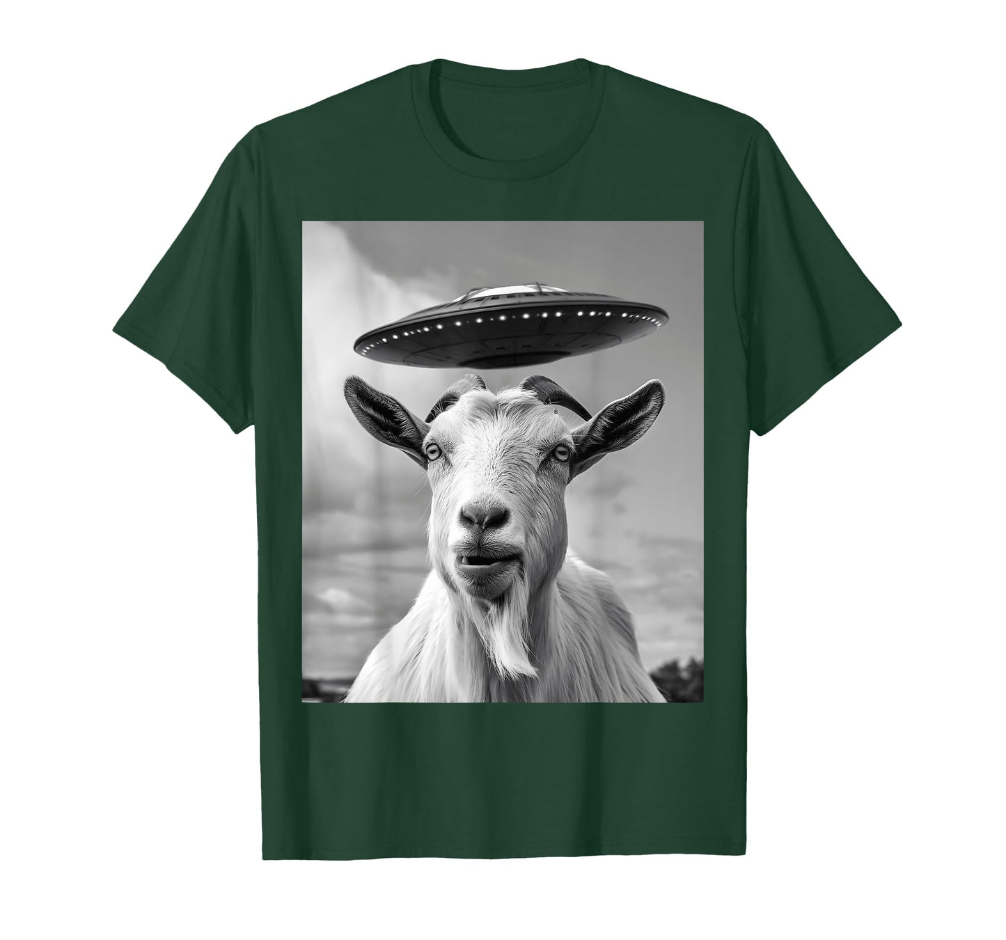 Goat Selfie With Alien UFO Funny Goat Gifts For Men Women T-Shirt