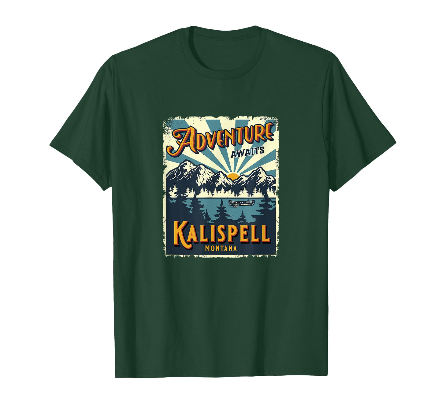 Vintage Kalispell Montana Flathead Lake Retro Sun Souvenir T-Shirt