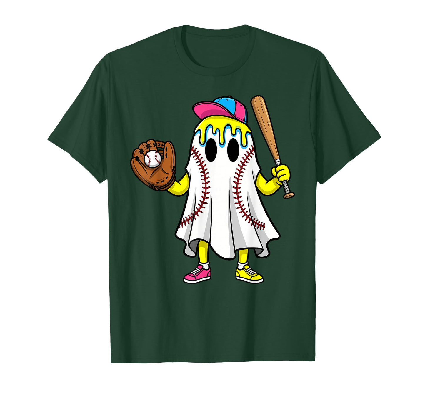 Halloween Baseball Pumpkin Bats Spooky Home Run T-Shirt