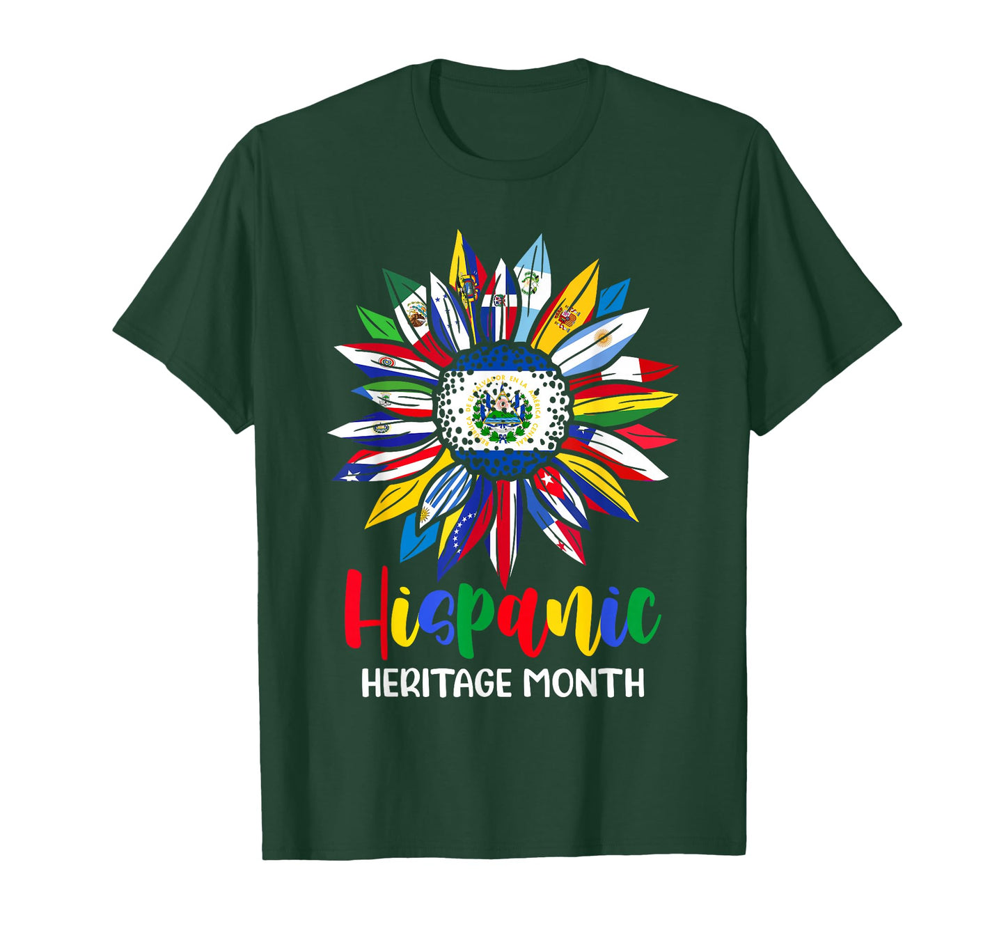 Hispanic Heritage Month El Salvador Flag Sunflower Latino T-Shirt
