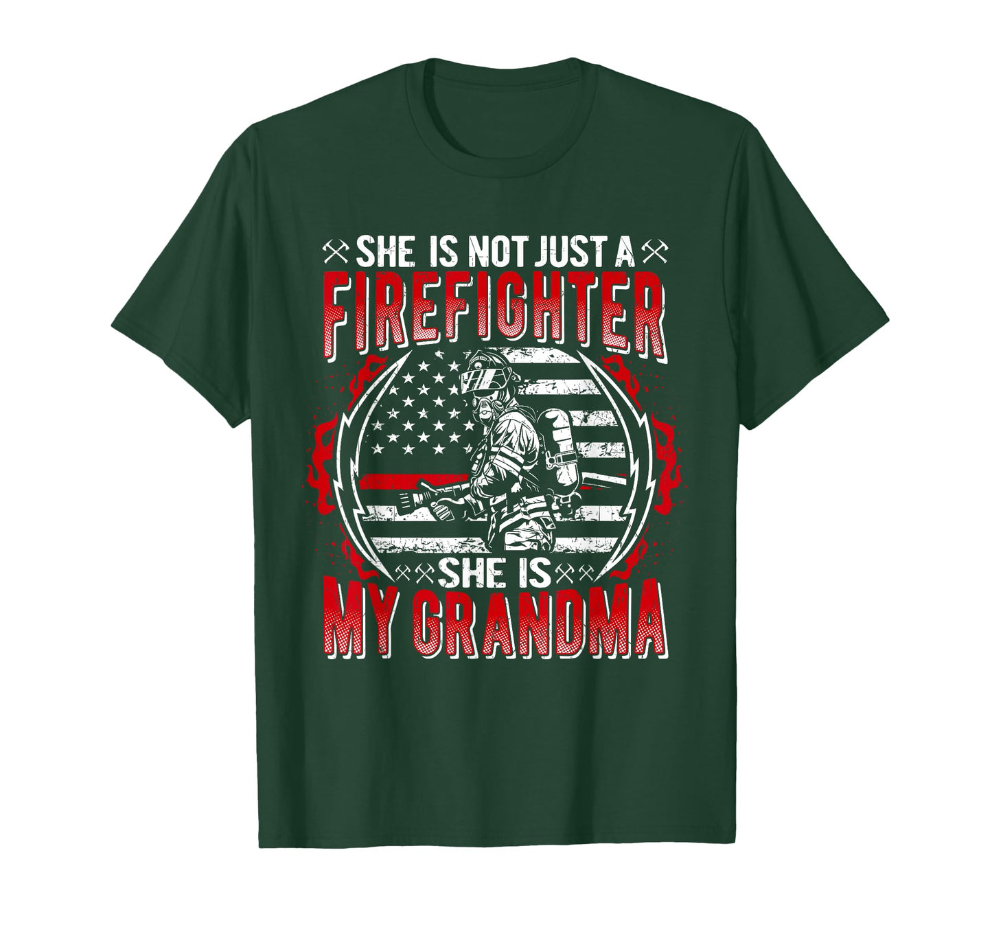 My Grandma Is Firefighter Thin Red Line Flag Fire Grandchild T-Shirt