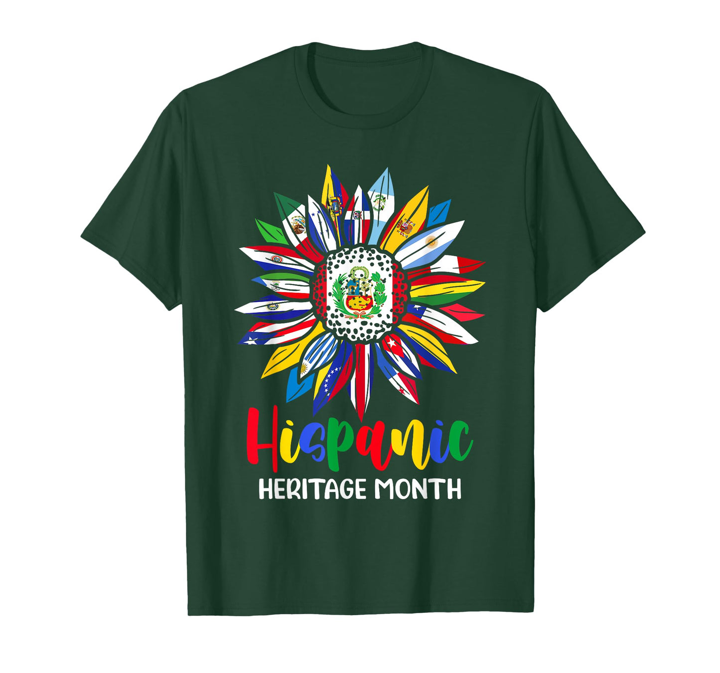 Hispanic Heritage Month Peru Flag Sunflower Latino Flags T-Shirt