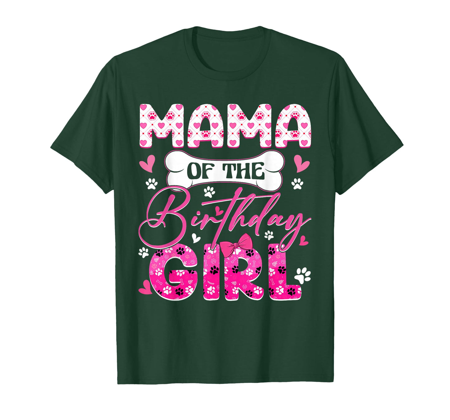 Mama Of The Birthday Girl Dogs Paw Theme Family Party T-Shirt