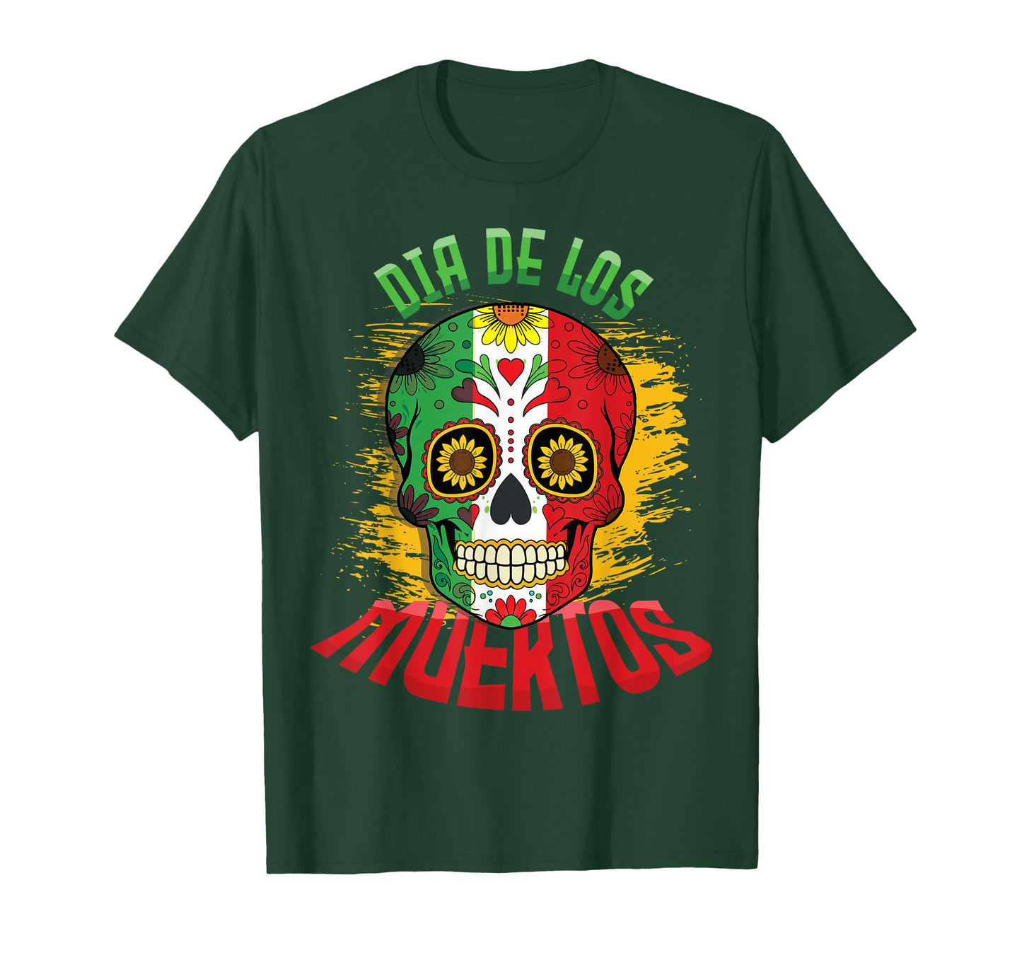 Dia De Los Muertos Mexican Flag Mexico Skull Cool Skeleton T-Shirt