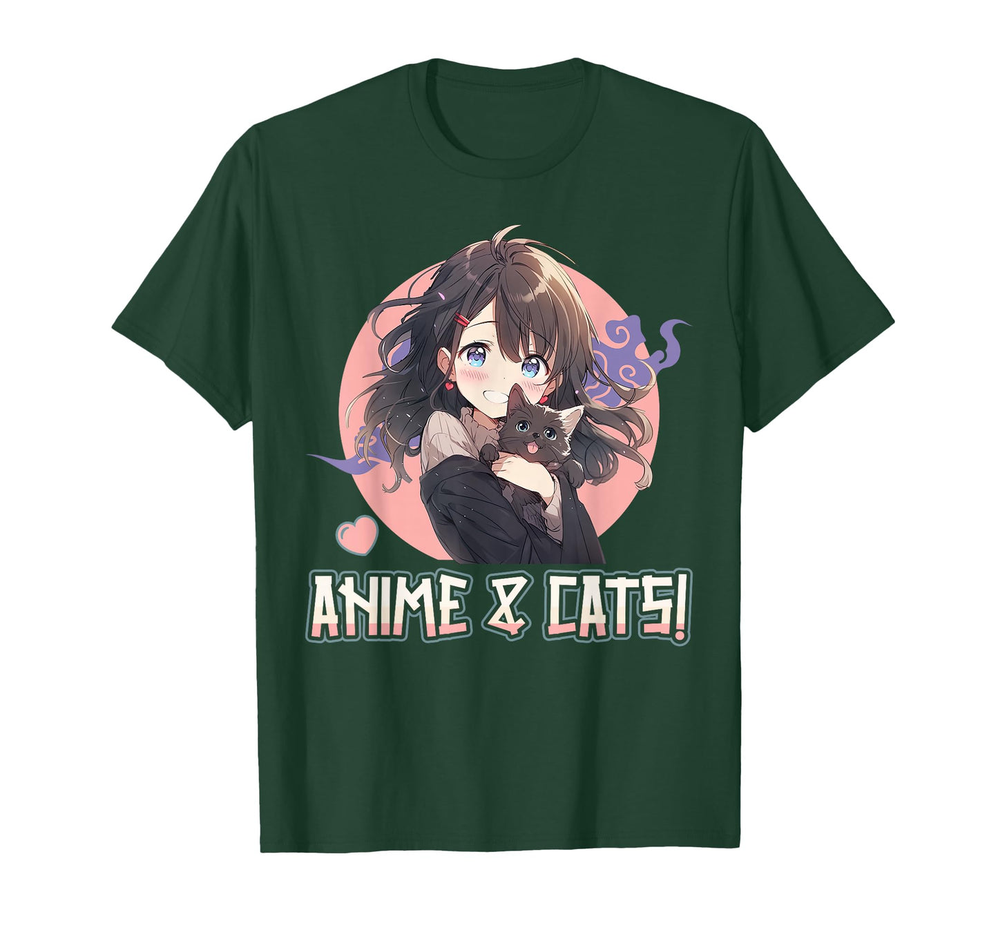 Anime and Cats Manga Girl with a Cat Anime Lover T-Shirt