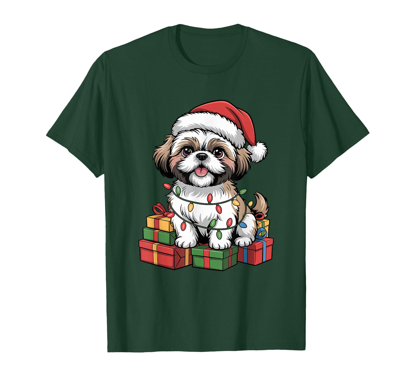 Cute Shih Tzu Santa Hat Christmas Xmas Dog Lovers Holiday T-Shirt