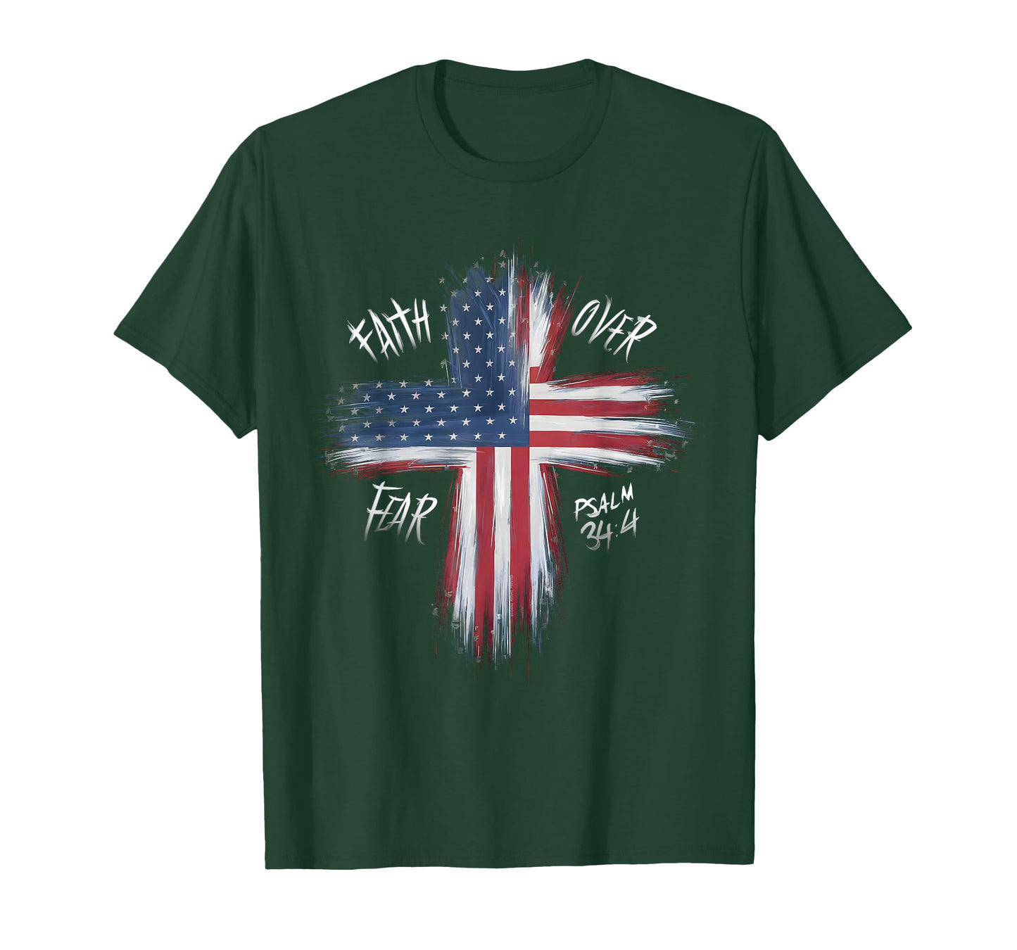 Your Country USA Dibble Dabble Designs Patriotic USA American Flag Faith Over Fear Prayer T-Shirt