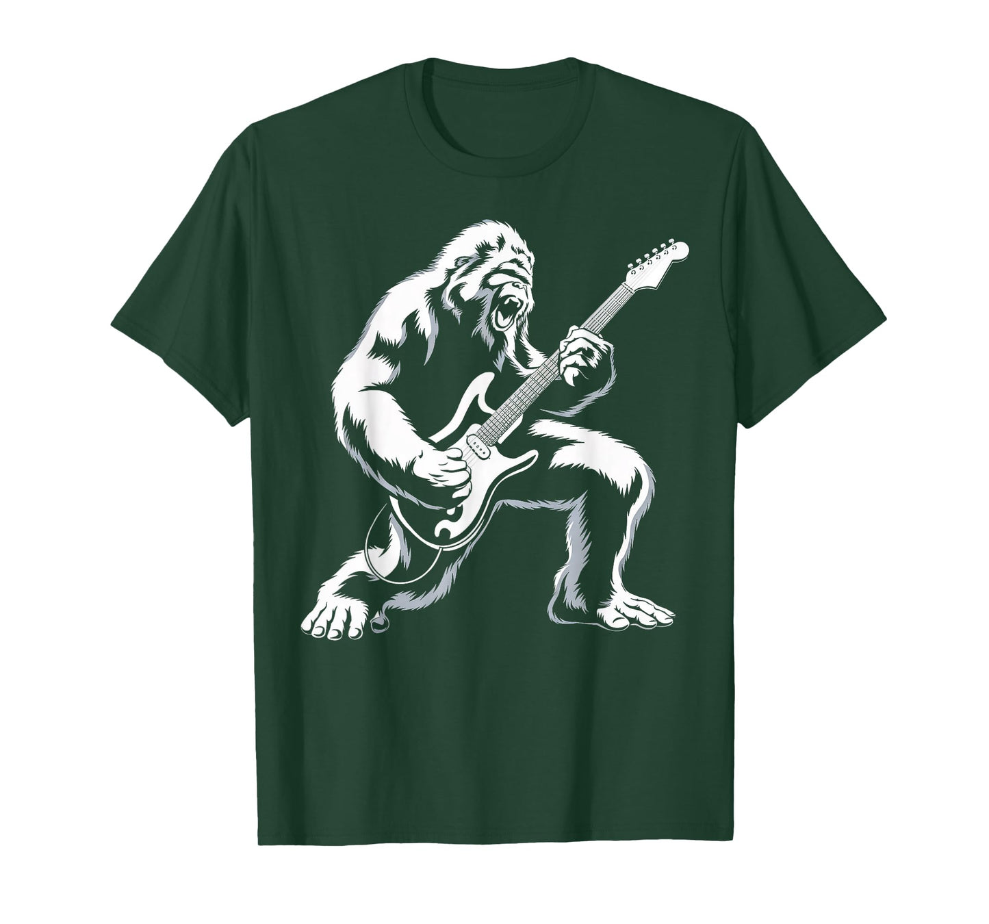 Bigfoot Playing Guitar Rock and Roll Music Band Sasquatch T-Shirt