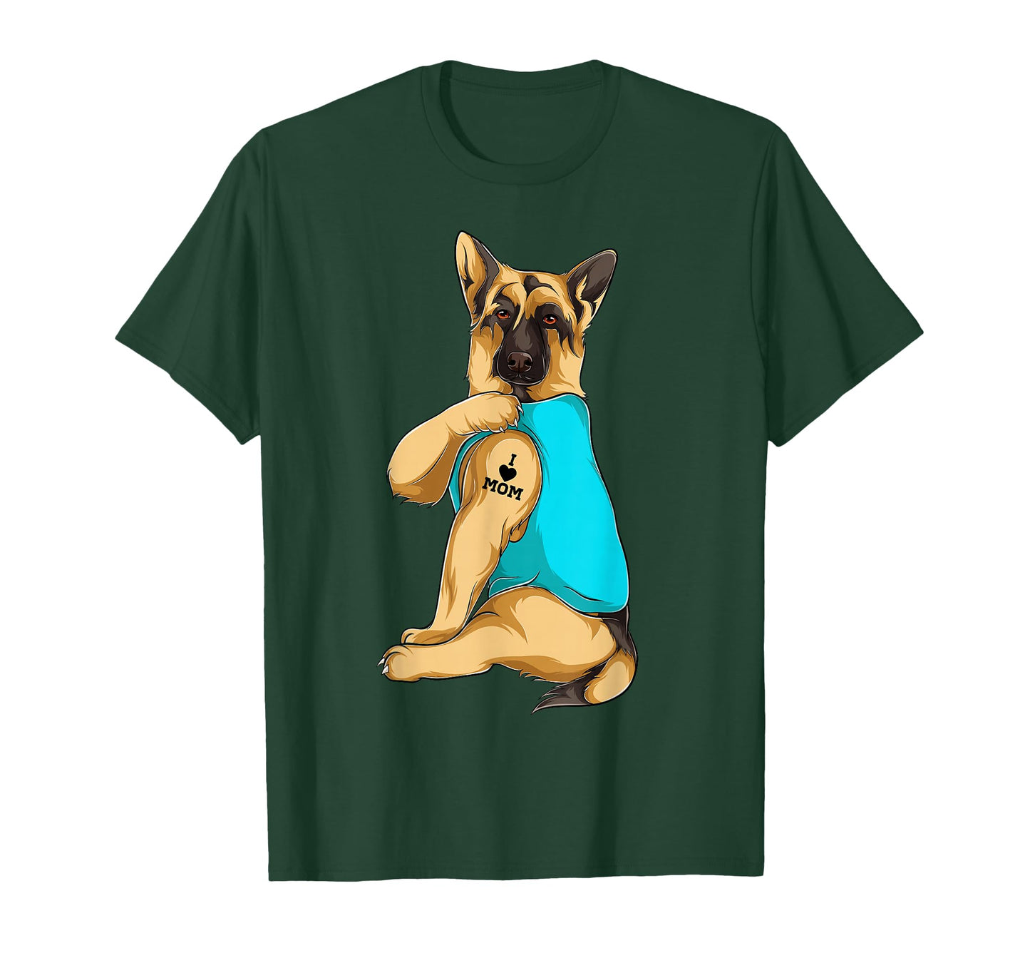 German Shepherd I Love Mom Tattoo Apparel Dog Mom Gift Women T-Shirt