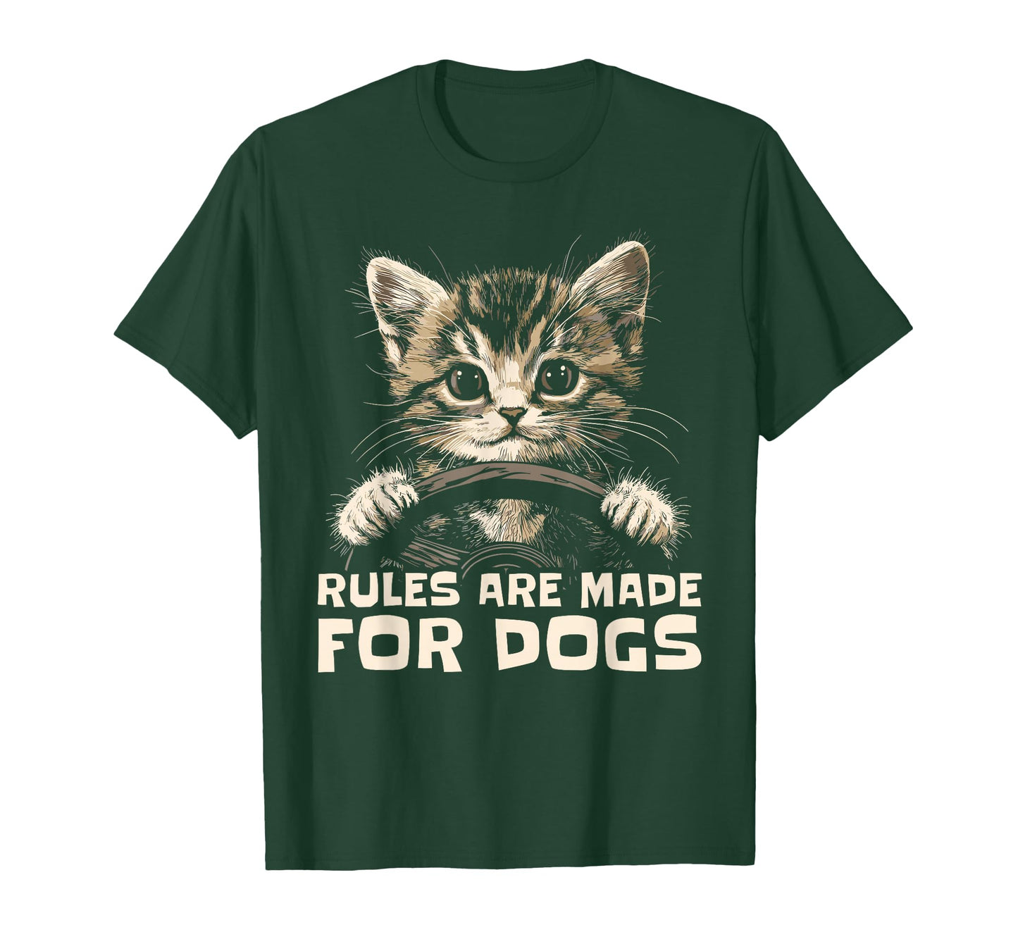 Funny Cat Lover - Rules Are Made for Dogs Driving Cat T-Shirt