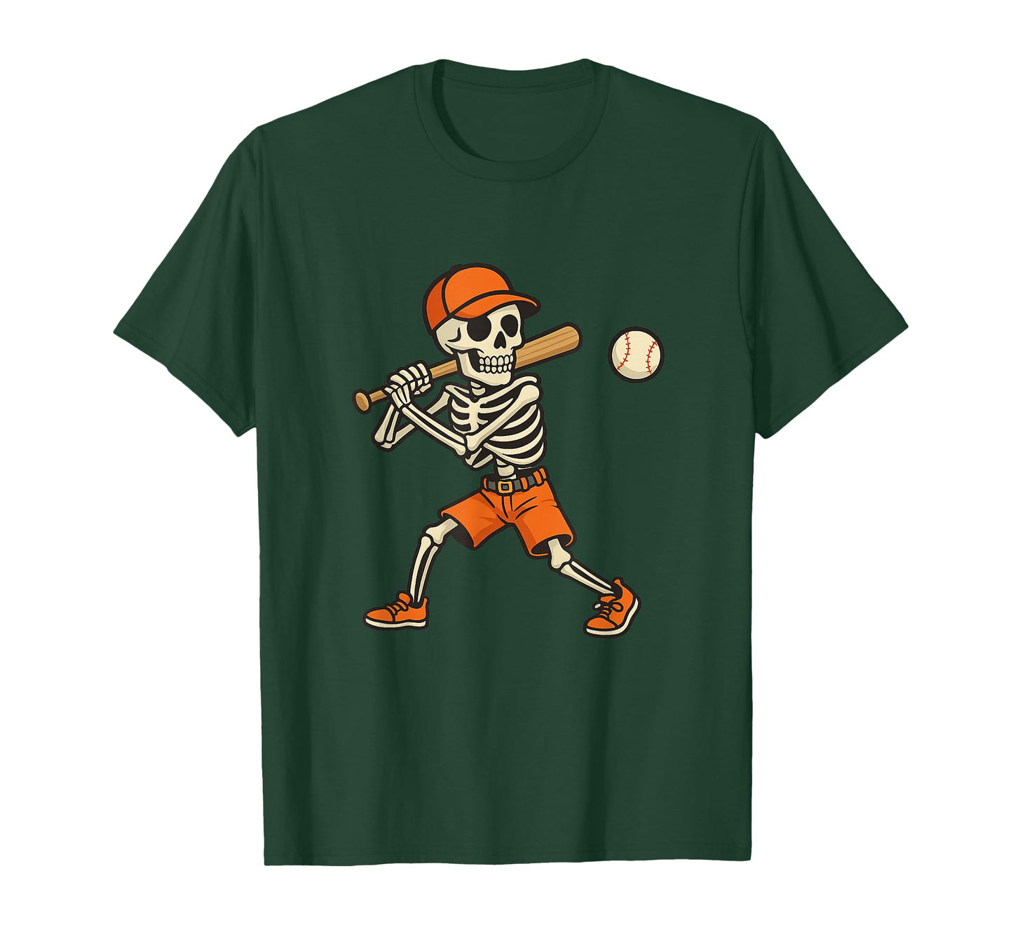 Halloween Baseball Skeleton Batter, Spooky Slugger Fall Ball T-Shirt