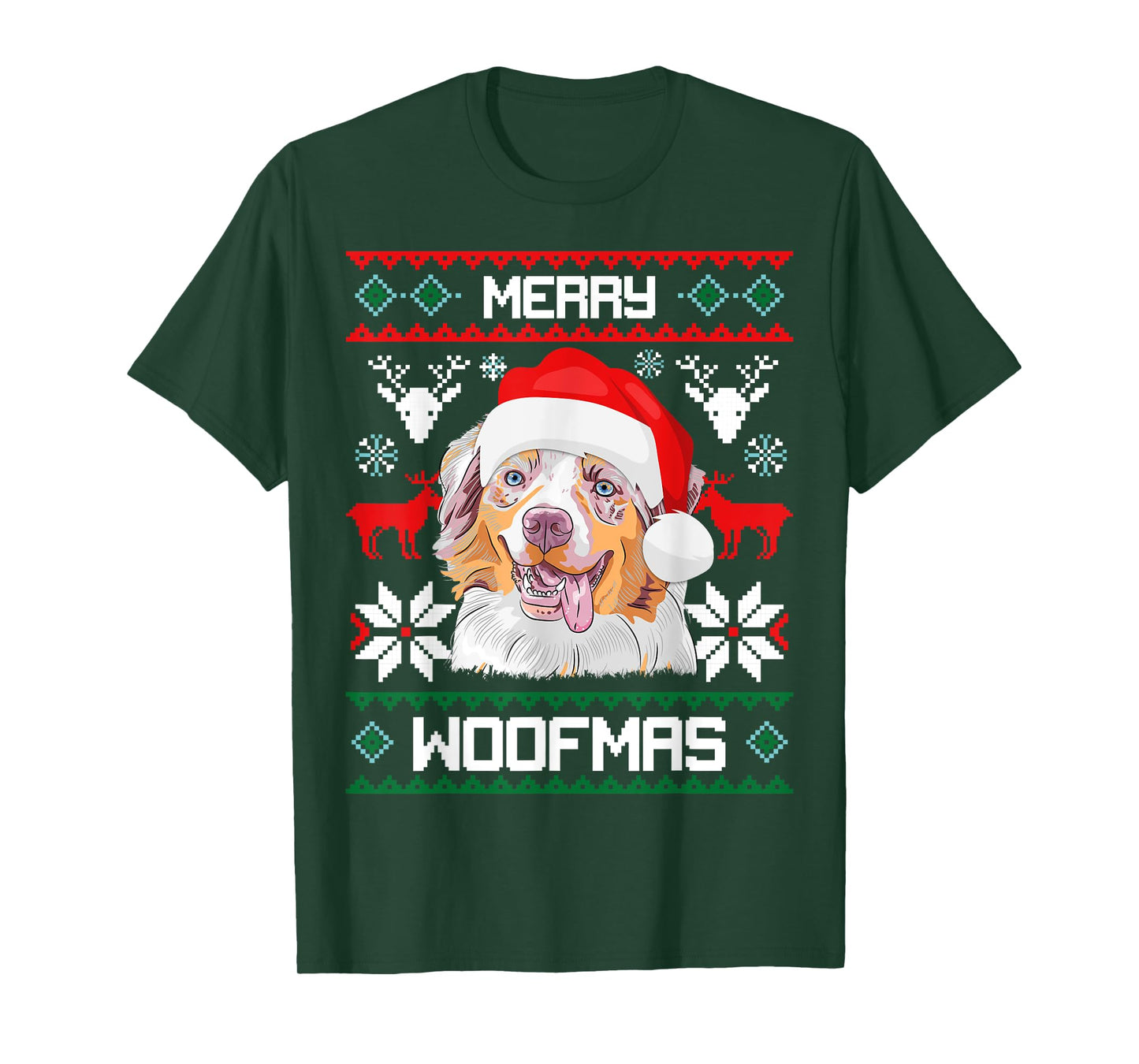 Australian Shepherd Merry Woofmas Christmas Dog Gift T-Shirt
