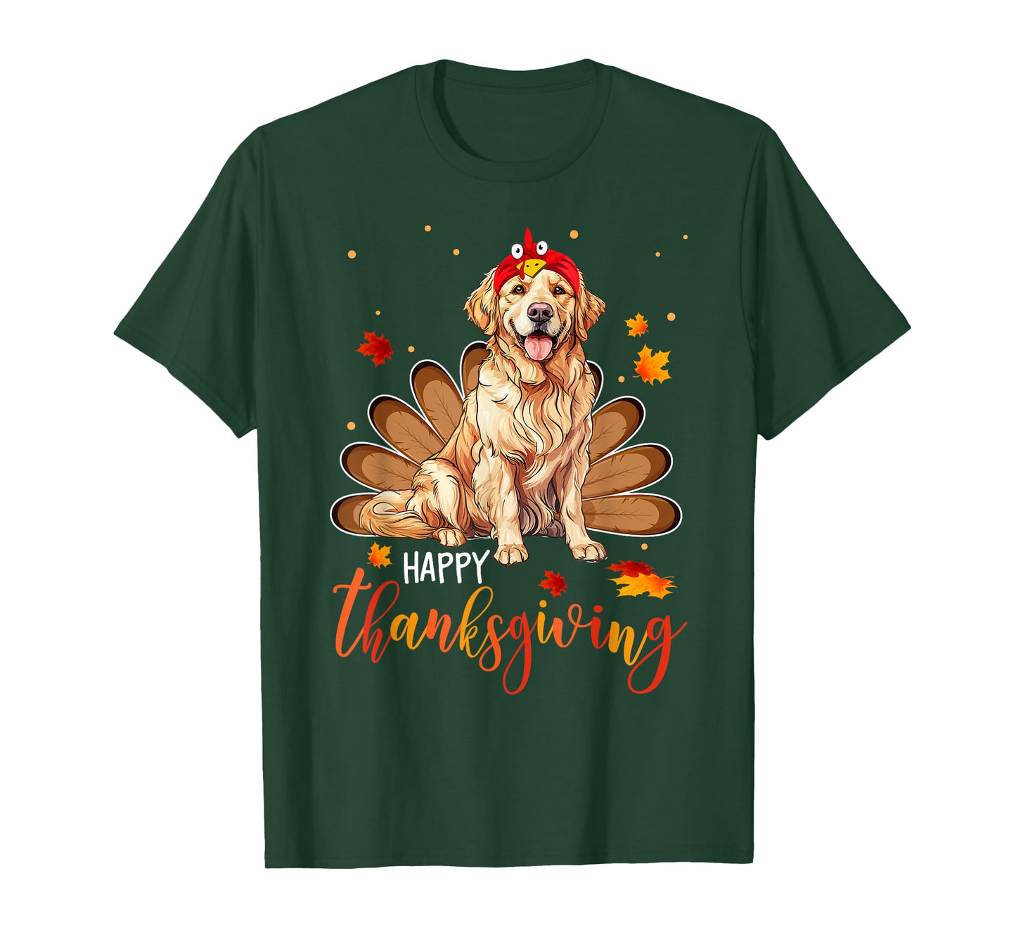 Cute Golden retriever Happy Thanksgiving turkey Dog T-Shirt for Men Women Girls Kids