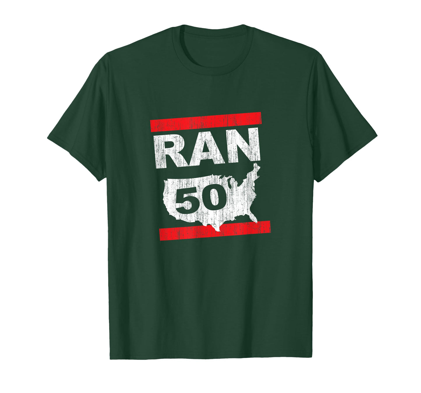 RAN 50 States Marathon Run Runner Running Inspired Design T-Shirt