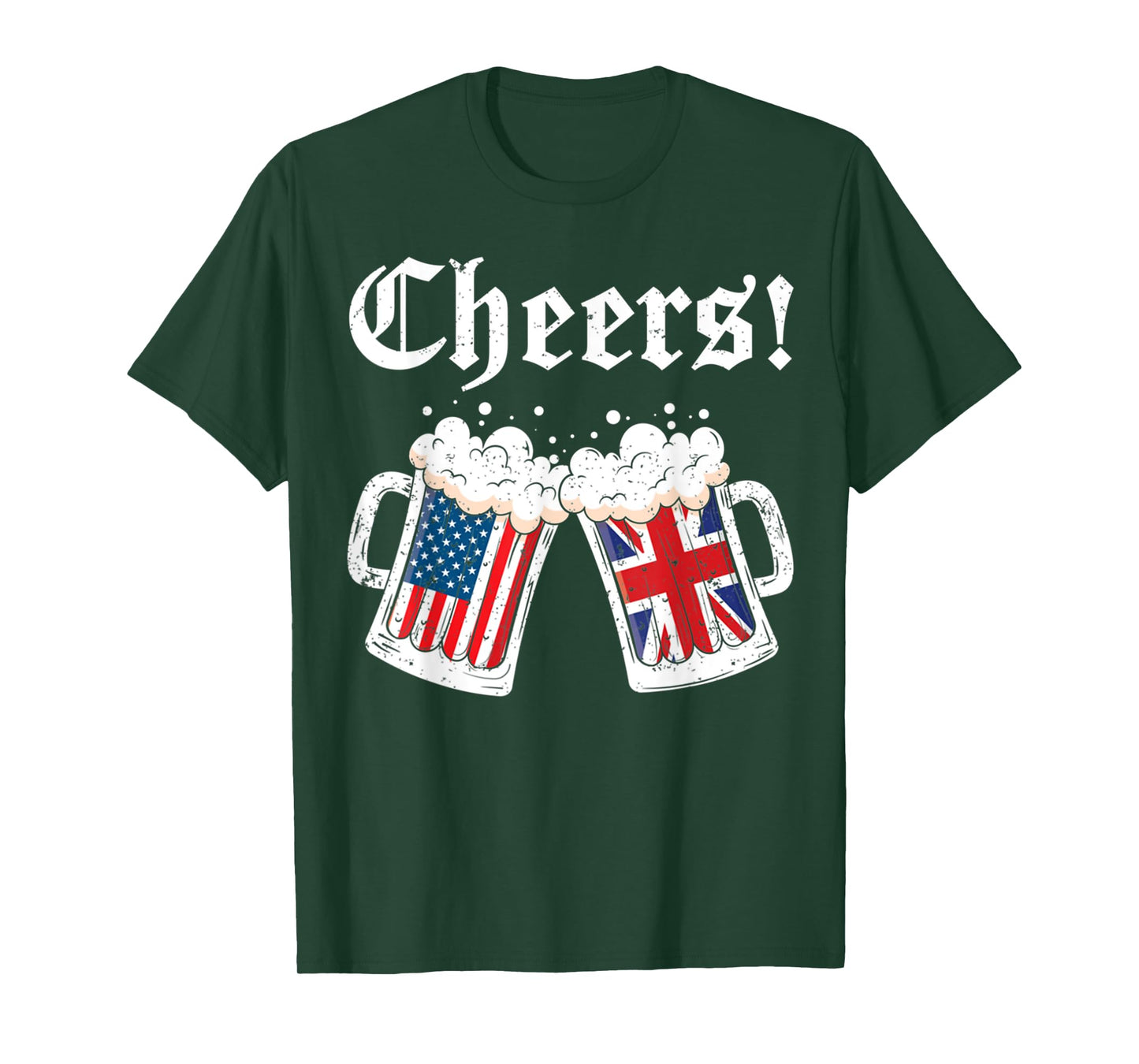 Cheers Women Men British American Flag Beer Mug Cheers T-Shirt