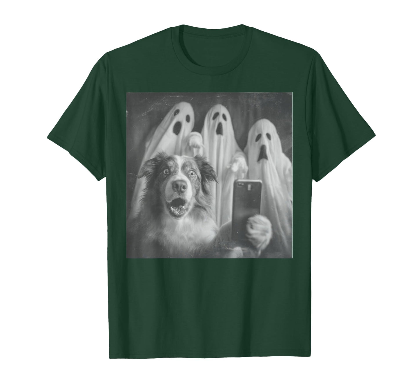 Australian Shepherd Selfie Funny Ghost Halloween T-Shirt