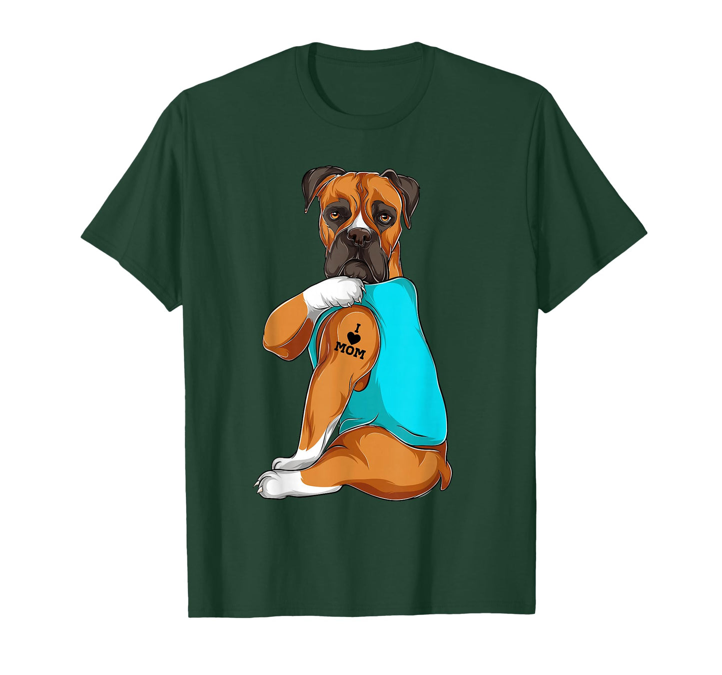 Boxer I Love Mom Tattoo Apparel Dog Mom Gifts Womens T-Shirt