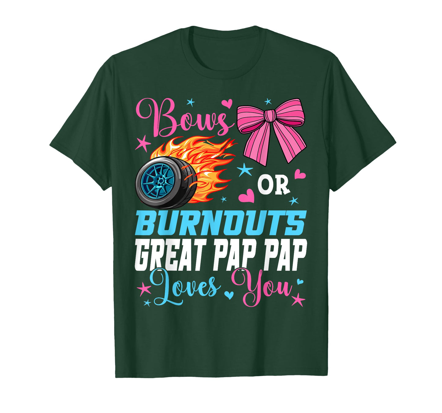 Burnouts or Bows Great Pap Pap Loves You Gender Reveal Party T-Shirt