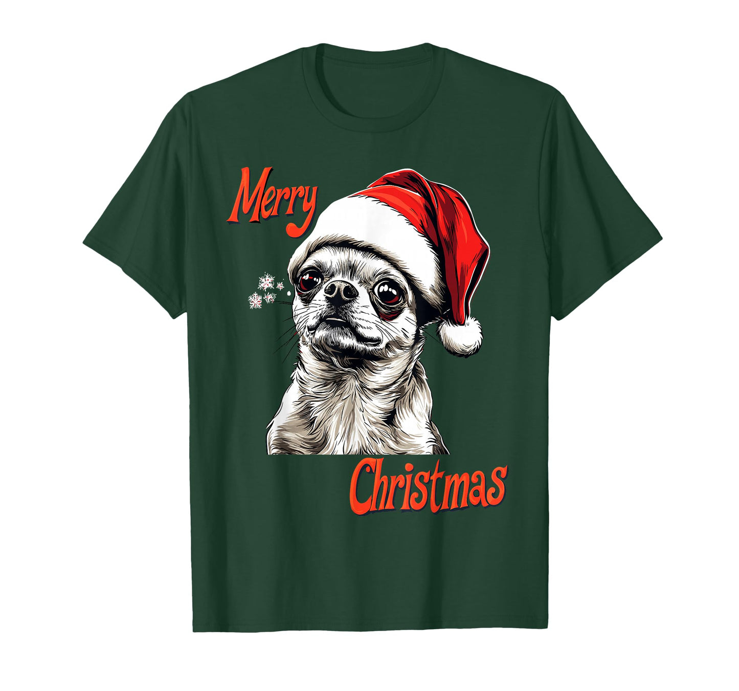 Chihuahua Santa Hat Merry Christmas Xmas Dog Lover Pajama T-Shirt for Men Women Kids