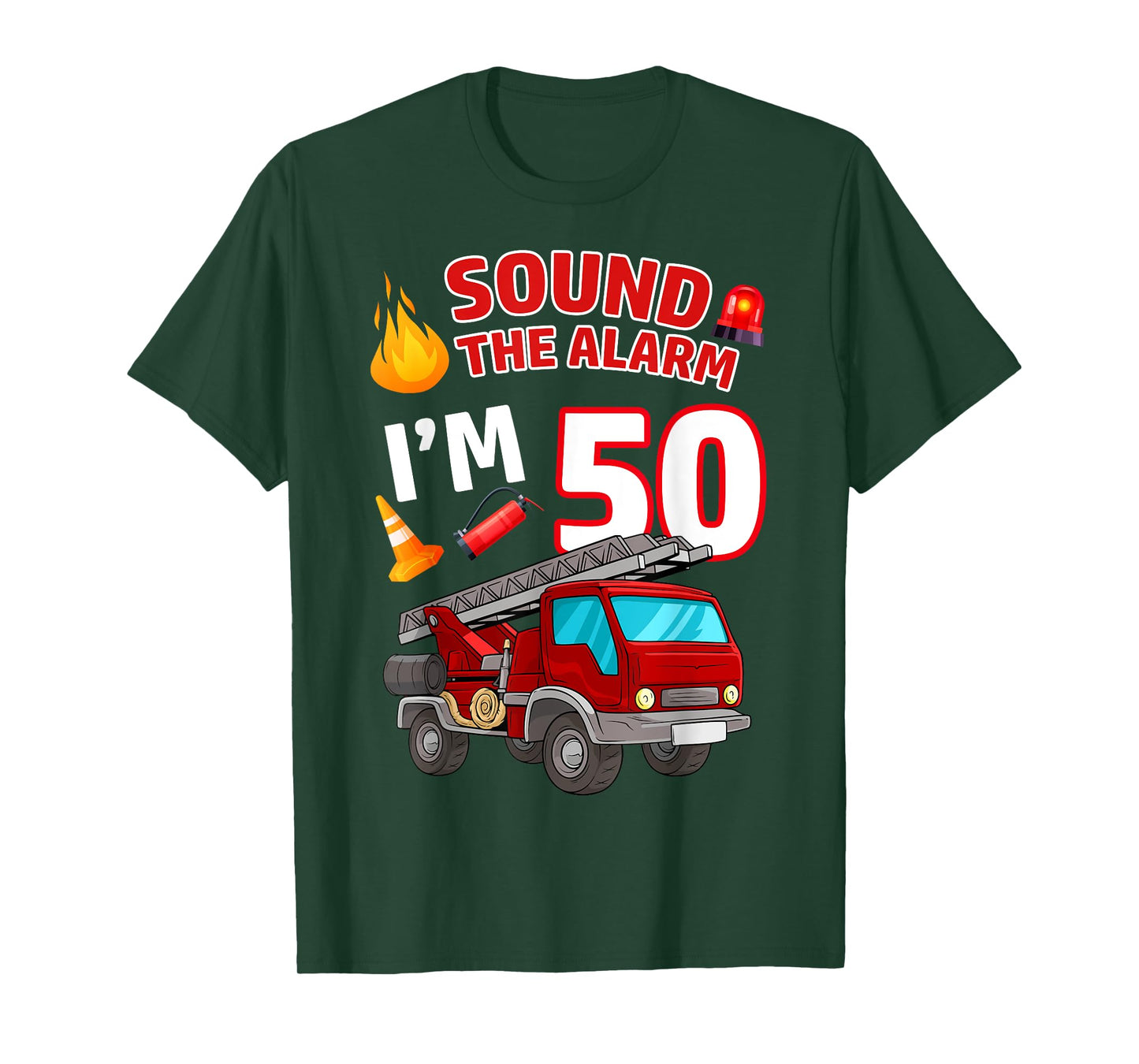 Fire Truck 50th Birthday Firefighter Fireman 50 Year Old T-Shirt