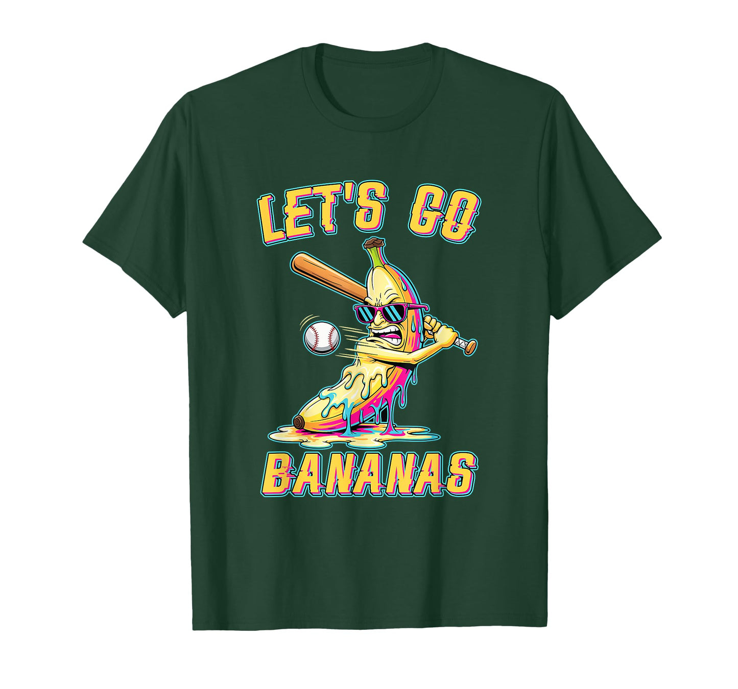Let's Go Bananas Funny Banana Swinging Baseball Fruit Sport T-Shirt