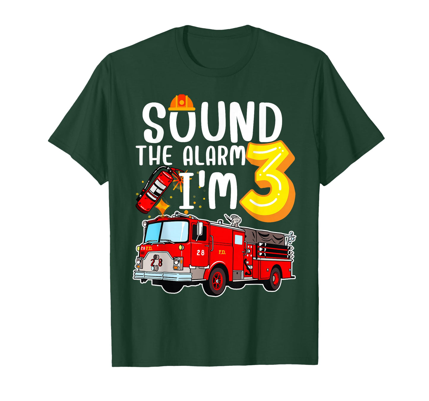 Sound the Alarm I'm 3 3rd Birthday Fireman Firetruck Boys T-Shirt