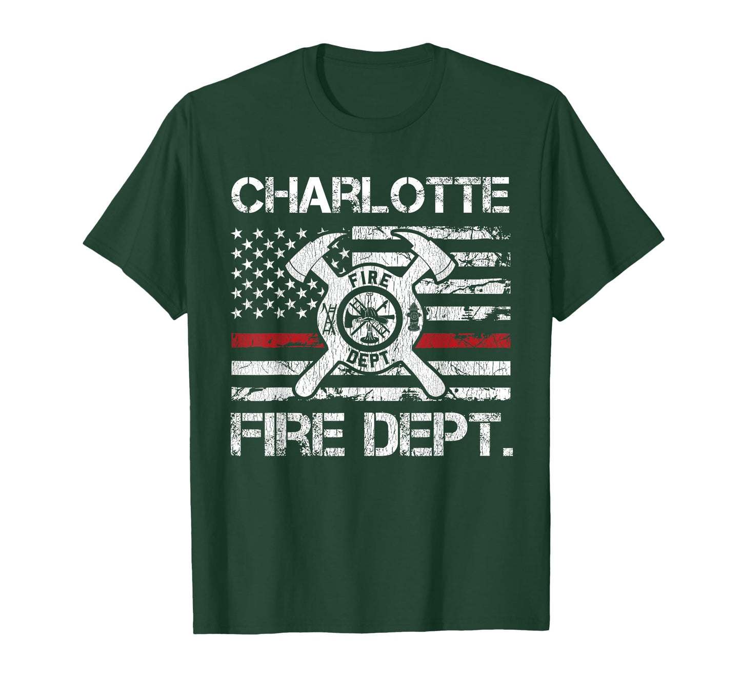 Charlotte North Carolina Fire Department Thin Red Line T-Shirt