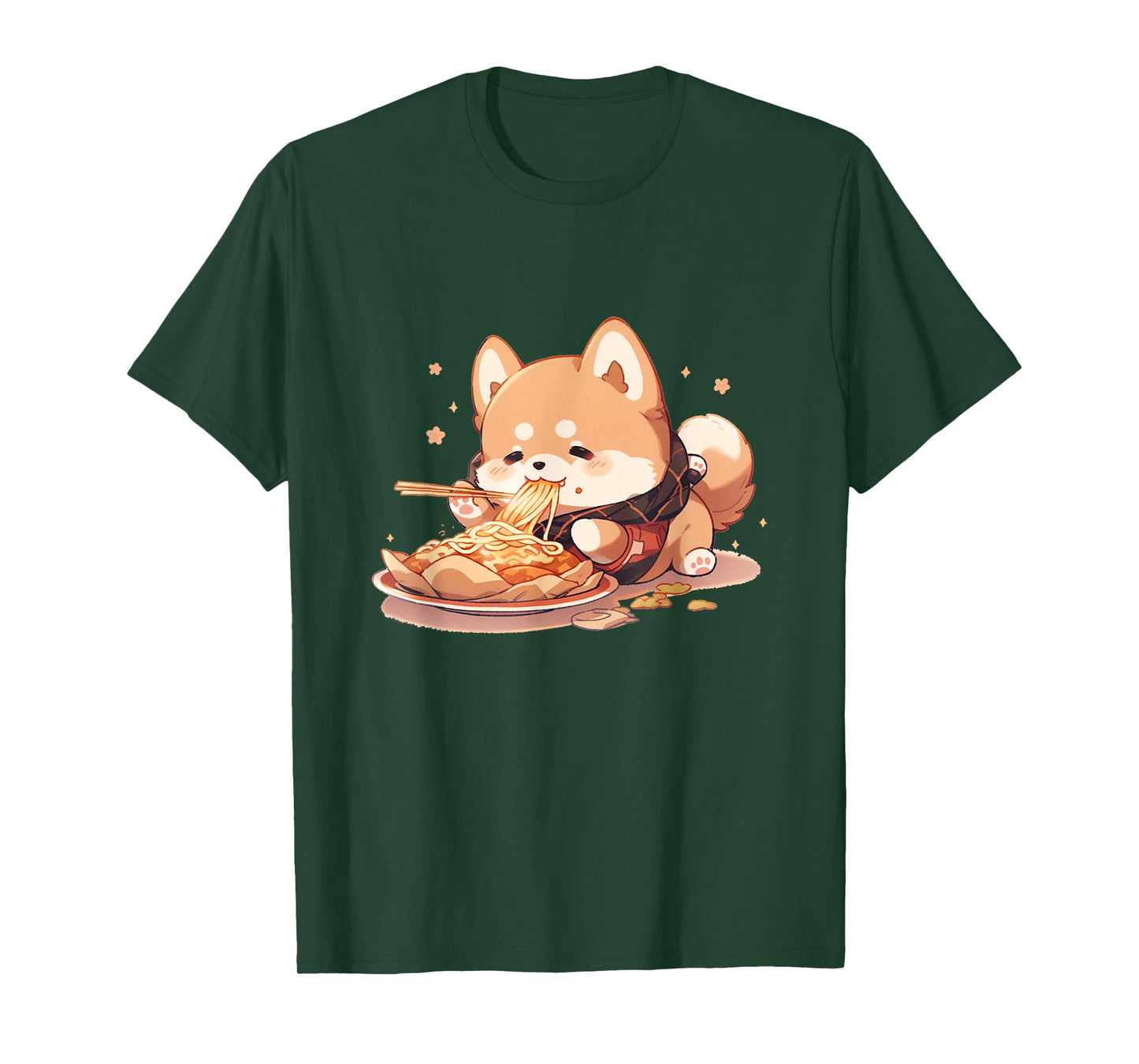 Kawaii Cute Anime Shiba Inu Dog Otaku Japanese Ramen Noodles T-Shirt